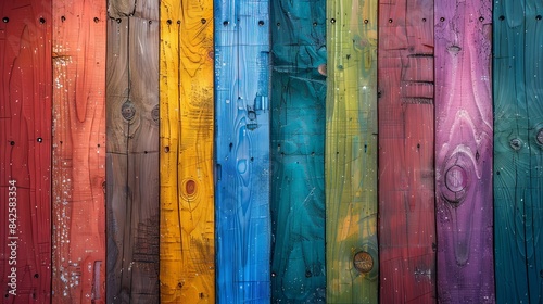 LGBT Colorful color wood background  rainbow colored wooden wall 