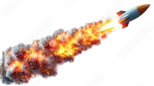 Wallpaper Mural rocket missile launched isolated on transparent background ,missile with fire trail ,generative ai Torontodigital.ca