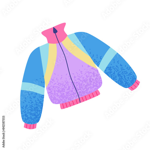 90s track suit. Bright multicolour hand drawn object Vector illustration in trendy flat style