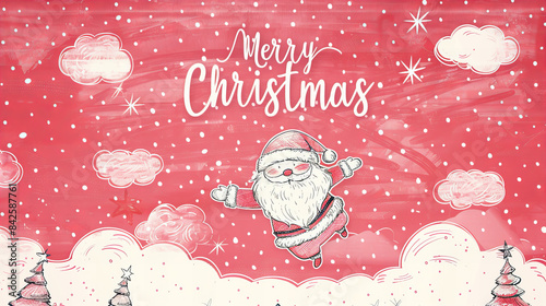 Cute Santa Claus with Merry Christmas for Cards - Cute Santa Claus with 