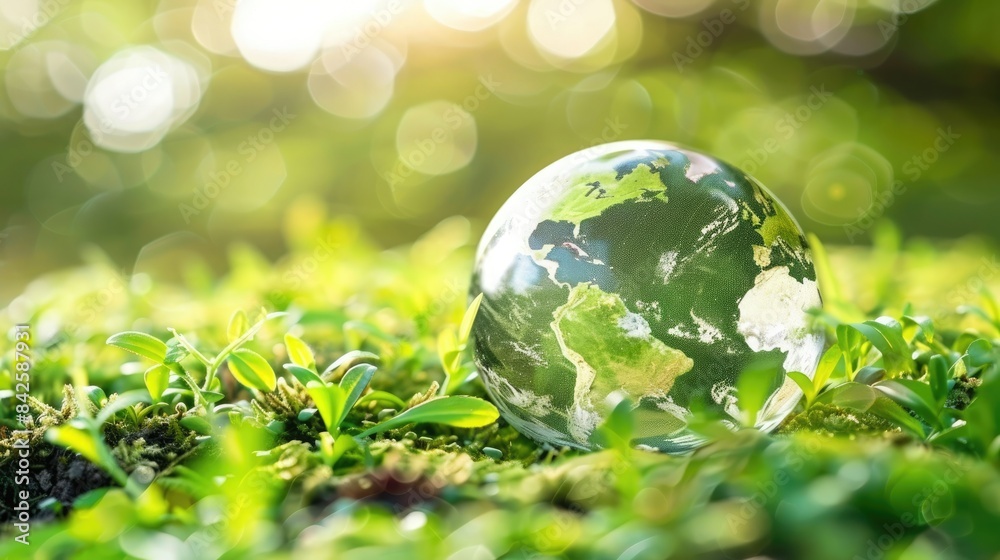 Earth covered in lush green foliage, symbolizing environmental consciousness and sustainability Earth covered in lush green foliage, symbolizing environmental consciousness and sustainability