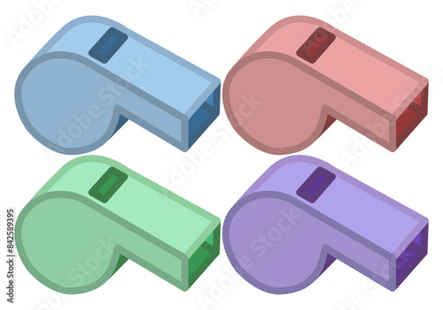 Hoja de icono de silbatos de varios colores.