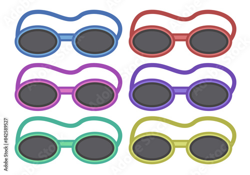 Hoja de iconos de gafas de bucear de varios colores.