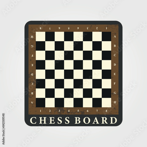 chess board template vector illustration design with grunge of wood