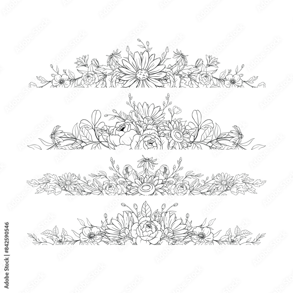 Fototapeta premium Hand Drawn Flower Bouquet Arrangement