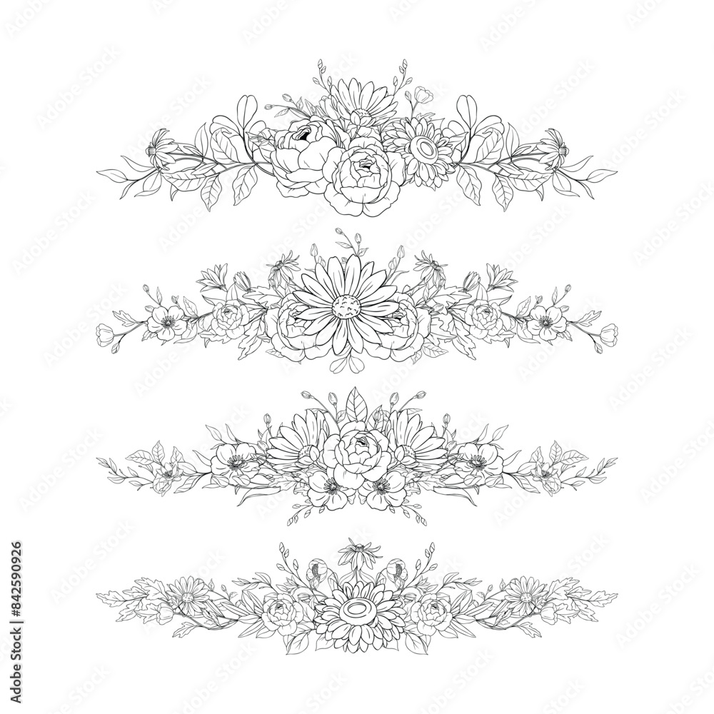 Naklejka premium Hand Drawn Flower Bouquet Arrangement