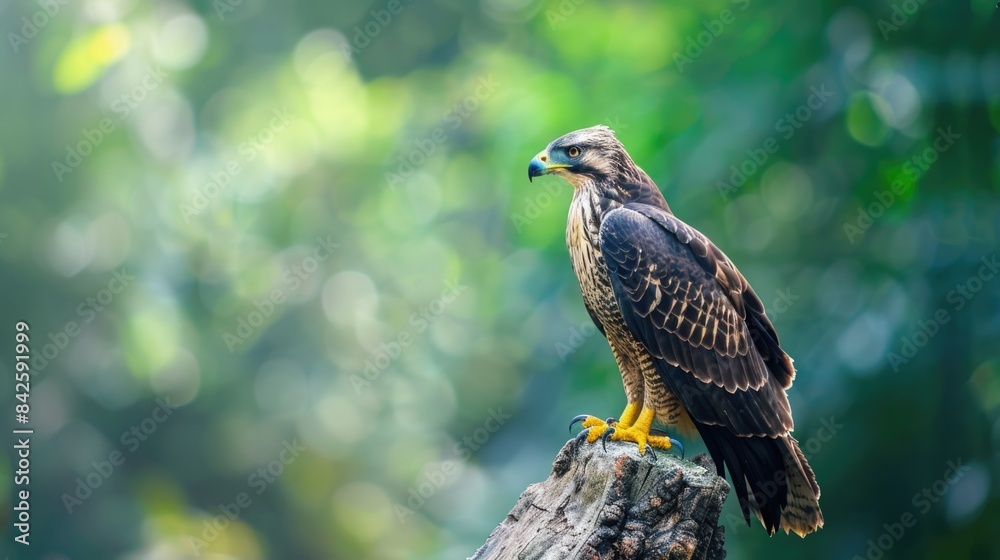 Fototapeta premium Majestic Eagle Perched in Lush Forest at Sunset