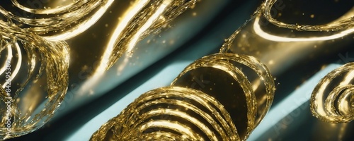 a close up of a group of gold spirals on a black background