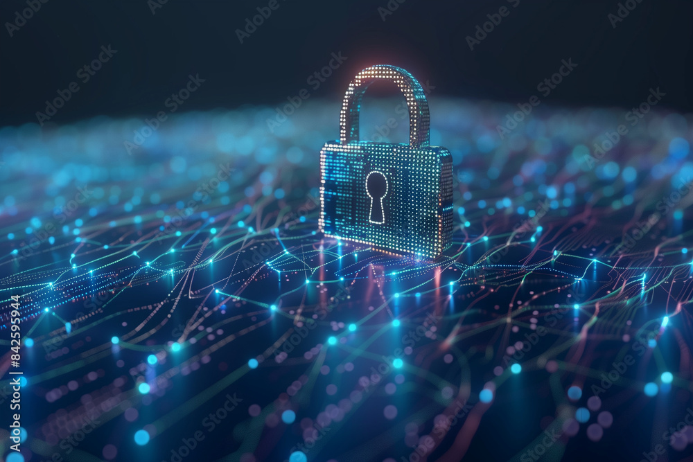 Cyber security icon with holographic style Cyber security icon with holographic style