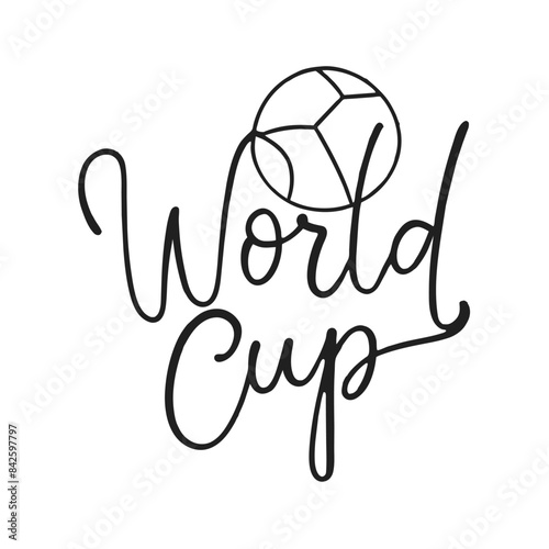 Doodle Style World Cup T Shirt Design Isolated On White Background photo