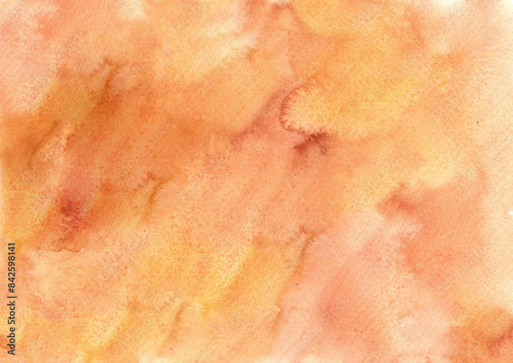 Fototapeta premium Watercolor yellow, brown, orange and pink colorful abstract background texture for cards or banner. Design illustration brush stroke