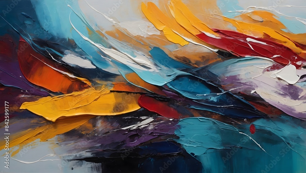 Fragment of multicolored texture painting. Abstract art background. oil on canvas. Rough brushstrokes of paint. Closeup of a painting by oil and palette knife. Highly-textured, high quality details Fragment of multicolored texture painting. Abstract art background. oil on canvas. Rough brushstrokes of paint. Closeup of a painting by oil and palette knife. Highly-textured, high quality details