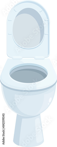 White toilet bowl standing on pedestal with open lid is ready for using in bathroom or toilet room