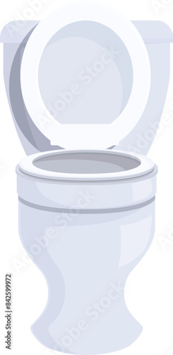 White toilet bowl water closet is standing with the lid open, ready for use
