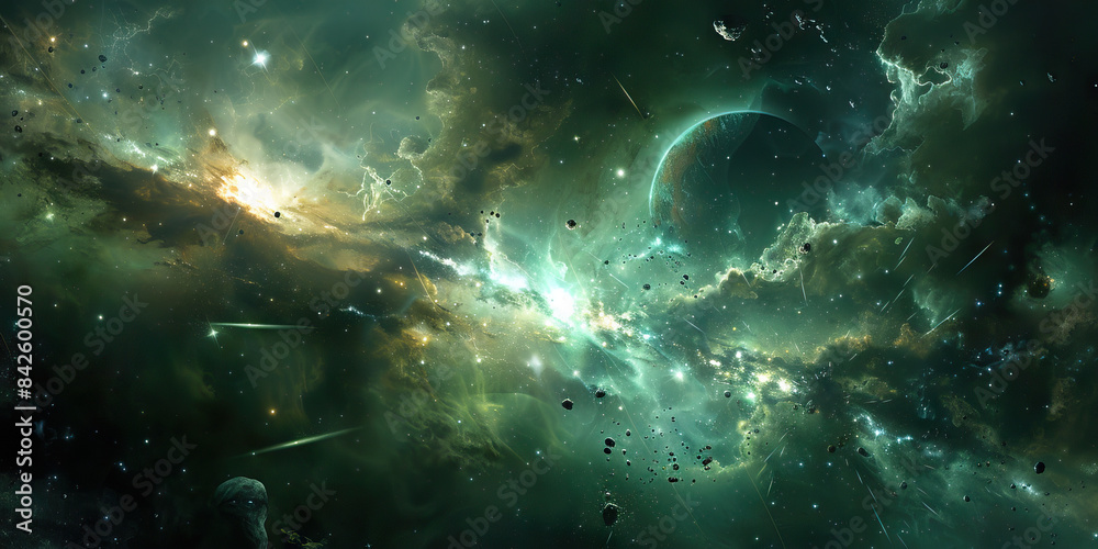 Obraz premium Starlight Investigations: Solving Crimes in the Starlit Void - Step into the shoes of a space detective as they navigate the complexities of space travel
