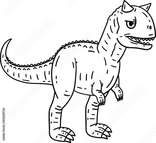 Carnotaurus Dinosaur Isolated Coloring Page 