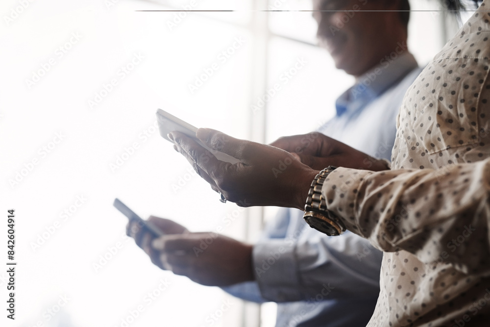 Office, meeting and hands of business people with mobile for networking, chatting and text message. Corporate staff, technology and connection with smartphone, online application and communication Office, meeting and hands of business people with mobile for networking, chatting and text message. Corporate staff, technology and connection with smartphone, online application and communication