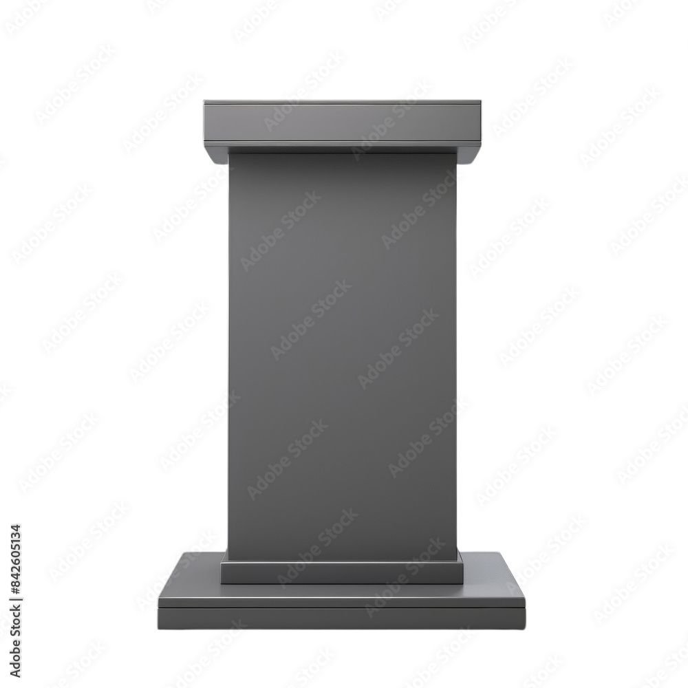A simple, gray podium isolated on a black background. Perfect for presentations or speeches. A simple, gray podium isolated on a black background. Perfect for presentations or speeches.