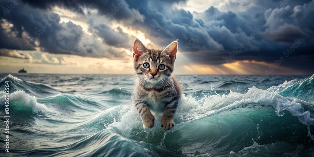 Obraz premium cat in the sea