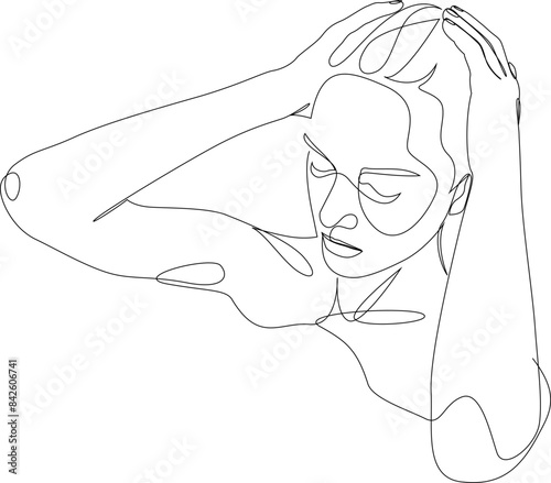 Woman taking spa bath continuous one line drawing. Concept of beauty treatments, self care, sensory deprivation. Vector illustration. Editable stroke