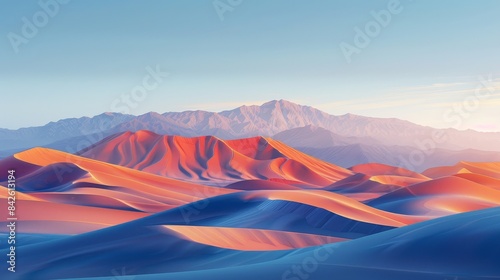 A desert landscape with mountains in the background photo