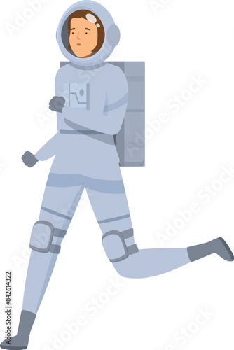 Astronaut wearing spacesuit exploring a new planet during a spacewalk mission