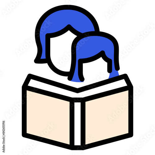 Story telling flat icon symbol sign from modern reading collection in  flat style full colour for mobile concept and web apps design. Education and book related vector line icon.