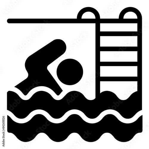 Swimming icon in Solid Style photo