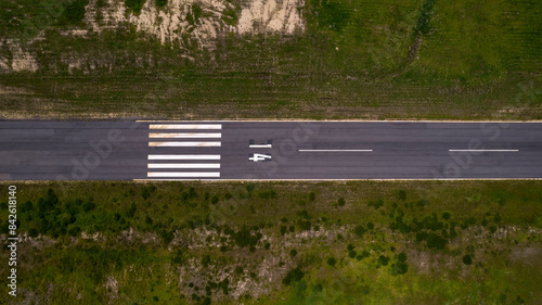 Vertical view of the landing strip 14 in small airport