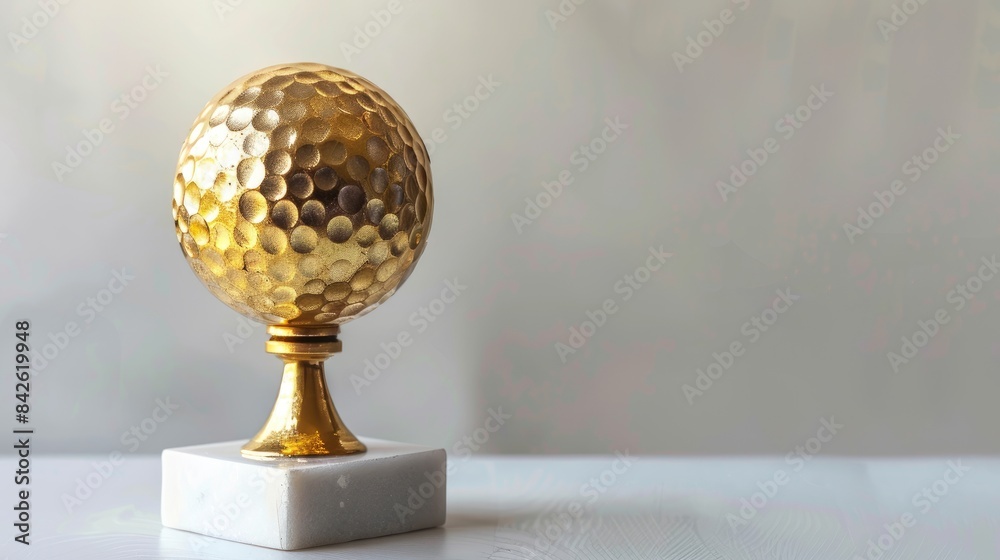 Golden Golf Ball Trophy on White Background Golden Golf Ball Trophy on White Background
