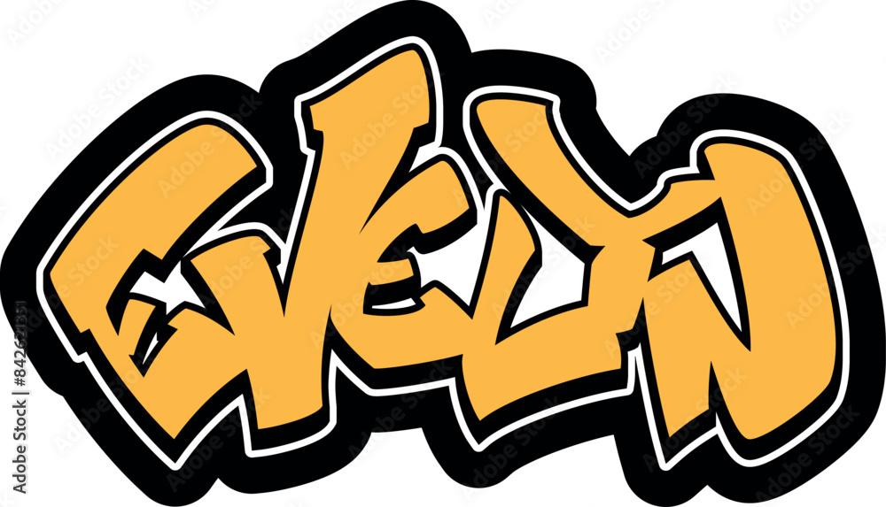 EVELYN Graffiti Name, street art urban wall tag style font, sticker ...