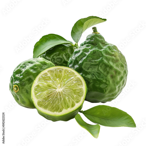 A juicy slice of fresh green bergamot 