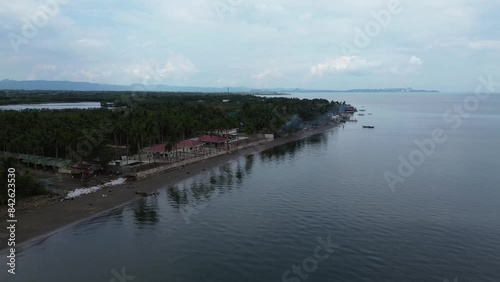Wallpaper Mural Beach resort deserted after being devastated by a powerful typhoon. Drone tracking shot Torontodigital.ca