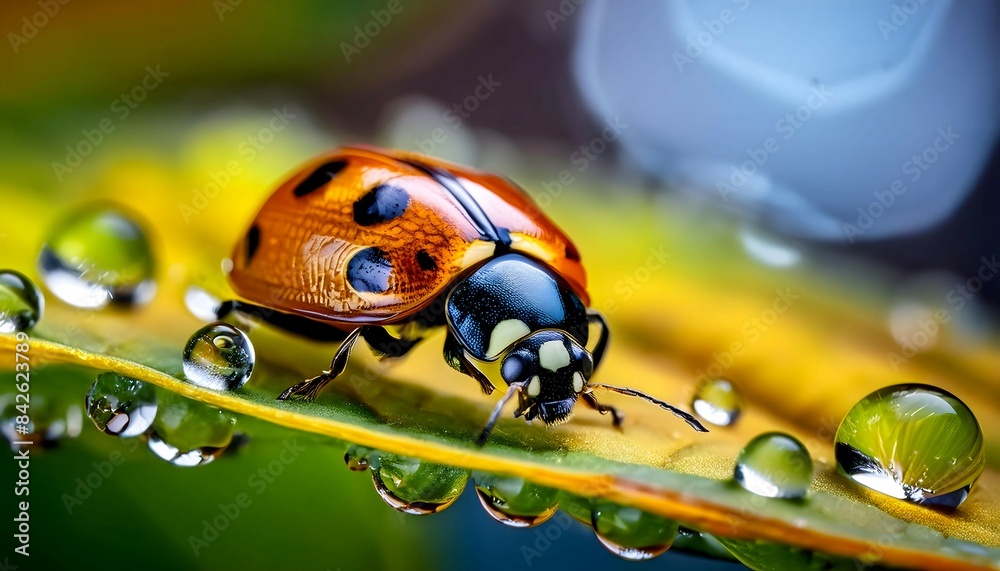 Ladybug Resting on Green Leaf Ladybug Resting on Green Leaf