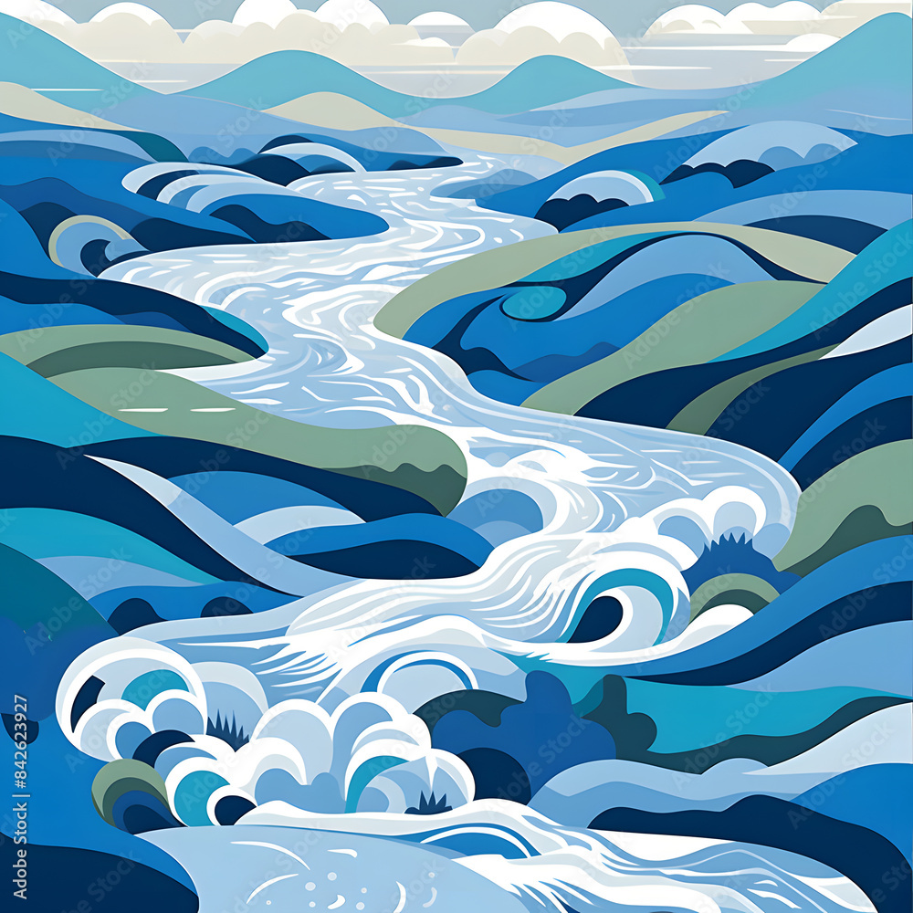 Abstract River Scene Featuring Geometric Shapes in Blue and White, For Modern Home Decor, Wall Art Prints, Digital Design Projects, Flow Nature Through
300 dpi Commercial Use Licensed Abstract River Scene Featuring Geometric Shapes in Blue and White, For Modern Home Decor, Wall Art Prints, Digital Design Projects, Flow Nature Through
300 dpi Commercial Use Licensed