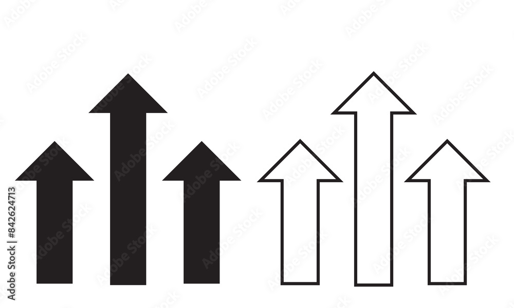 Three up arrows icon. Vector illustration. isolated on white background. Three up arrows icon. Vector illustration. isolated on white background.