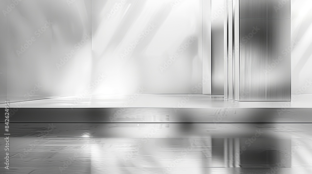 Obraz premium An ultra-modern silver and white metallic backdrop, conveying a sense of innovation and technology, ideal for a state-of-the-art laptop display
