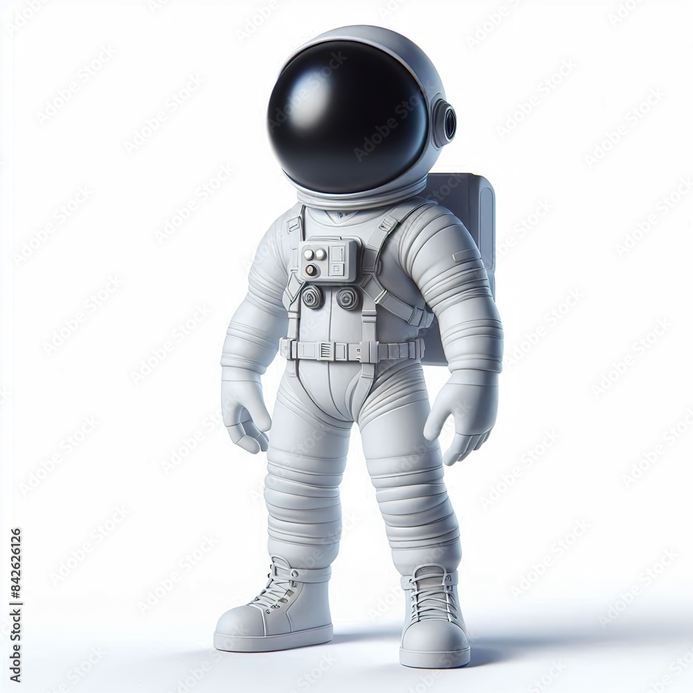 a 3D Full body funny astronaut cartoon, white background a 3D Full body funny astronaut cartoon, white background