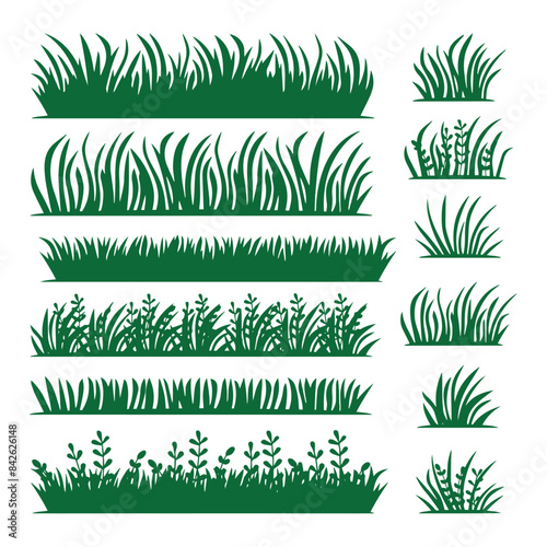 set of green grass