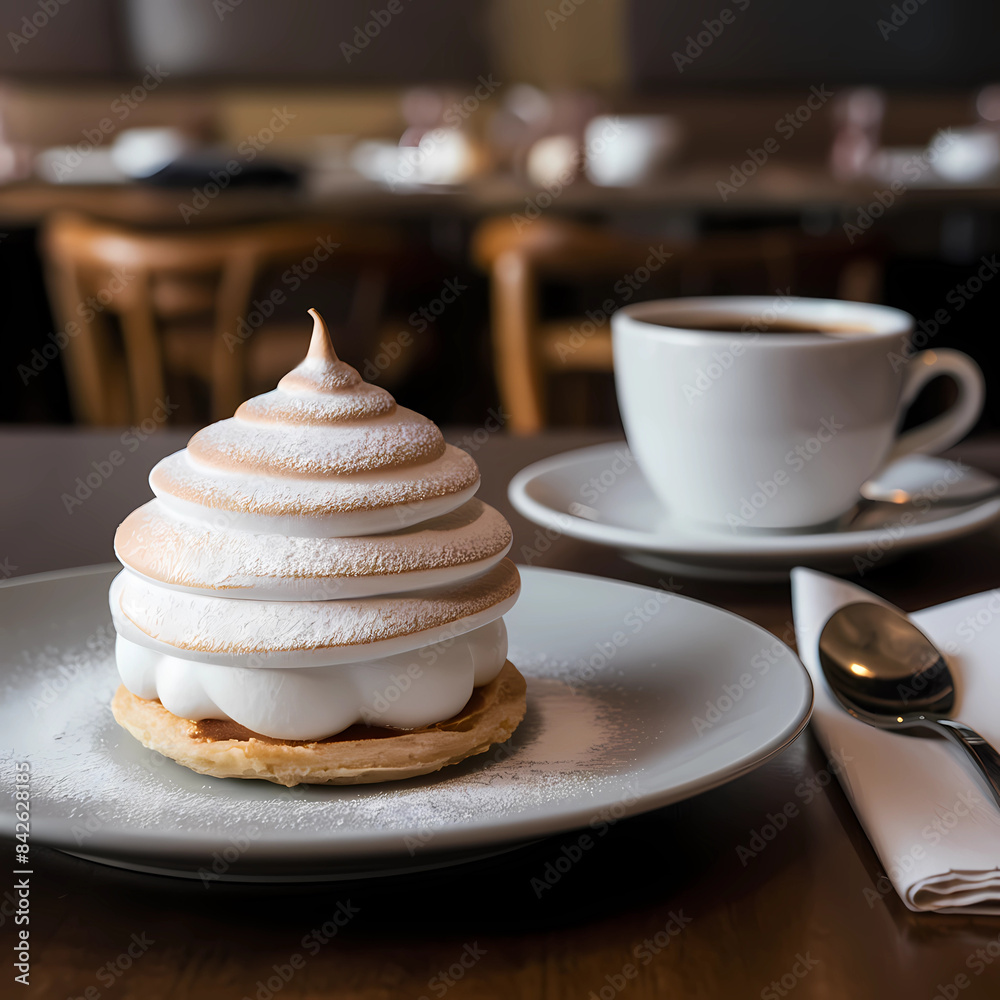 Coffee And Cake, Meringue Dessert Coffee And Cake, Meringue Dessert