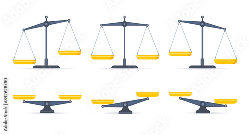 Scales icon in flat style. Libra symbol, balance sign. Vector