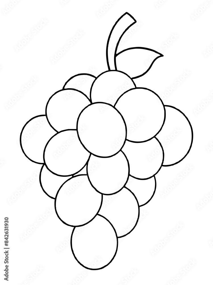 A bunch of grapes with leaves line art vector illustration A bunch of grapes with leaves line art vector illustration