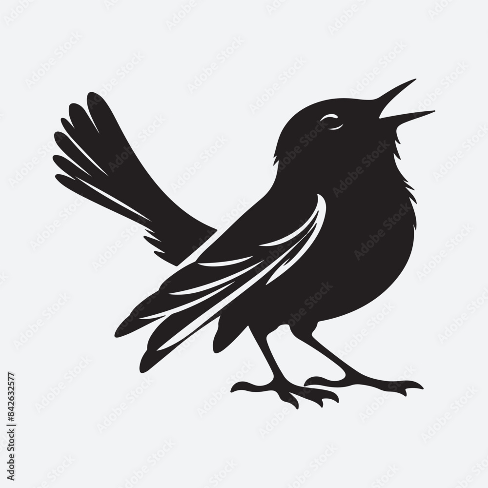 Obraz premium vector silhouette black bird in white background