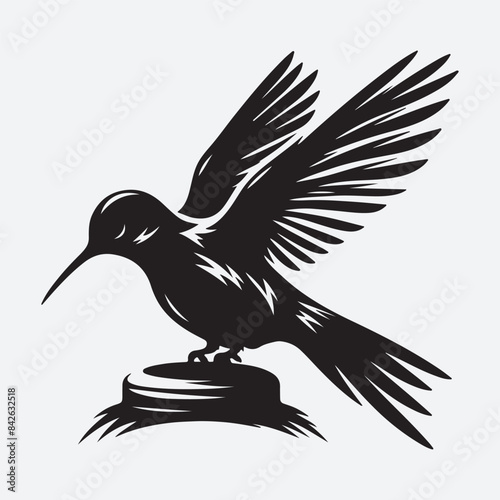 vector silhouette black bird in white background
