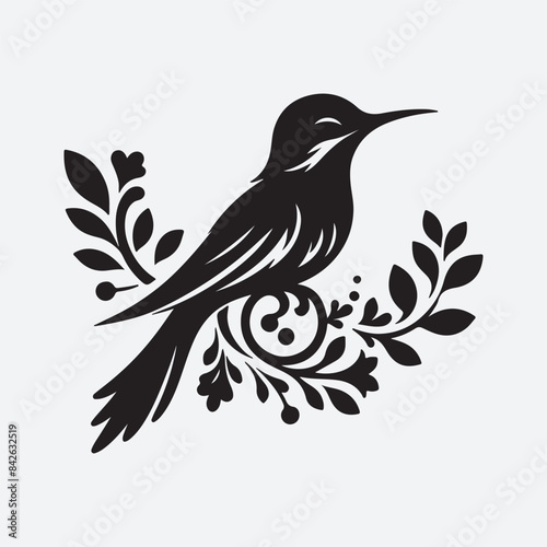 vector silhouette black bird in white background