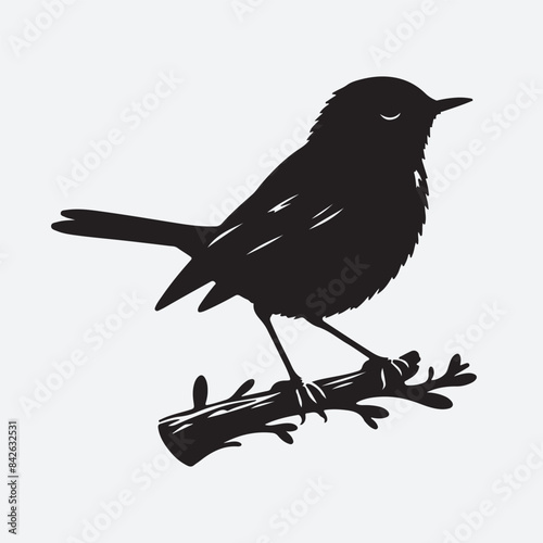 vector silhouette black bird in white background