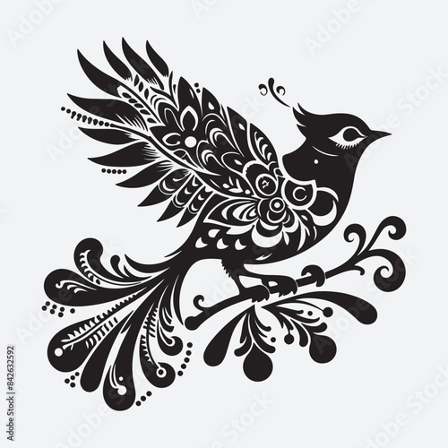 vector silhouette black bird in white background