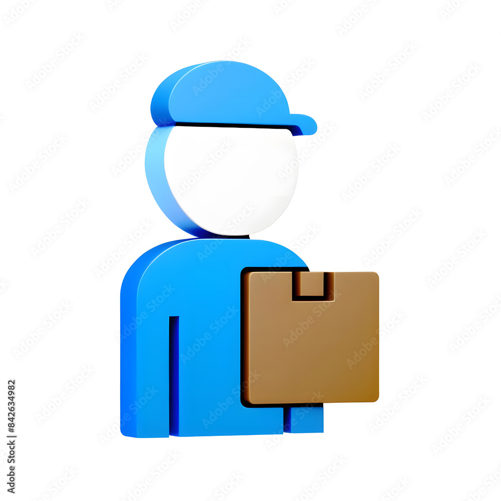 3D Courier Icon Delivering Package in Blue 3D Courier Icon Delivering Package in Blue