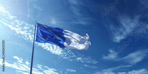 The Blue and White: The Flag of El Salvador as a Symbol of the Sky and Peace - Visualize the flag of El Salvador with its blue symbolizing the sky above the country, and white symbolizing peace photo