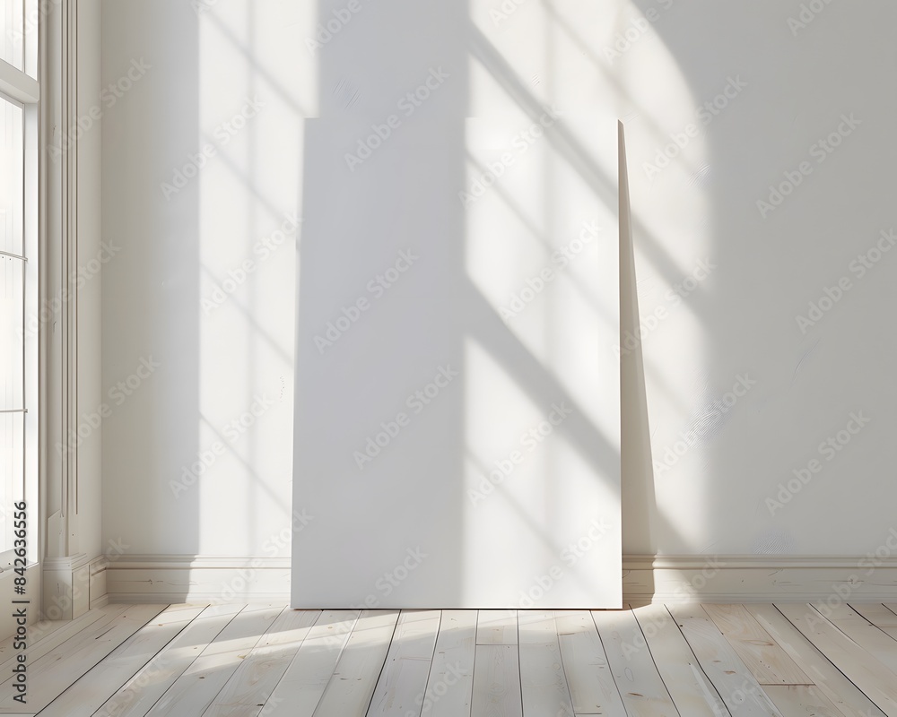 front view of one white blank canvas leaning against the wall front view of one white blank canvas leaning against the wall
